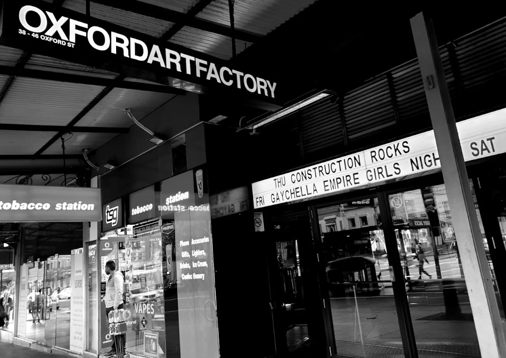 Oxford Art Factory entrance on Oxford Street